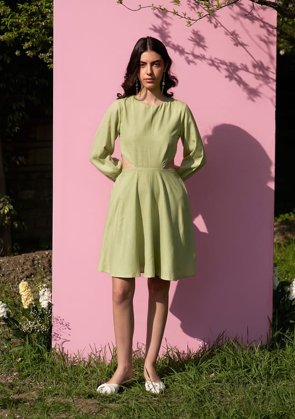 Soft Pear Cut-Out Fit and Flare Mini Dress — AMOSHI