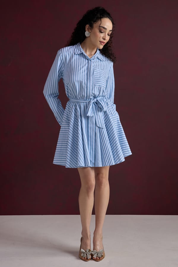 Azure Tie-Waist Dress — AVERIE
