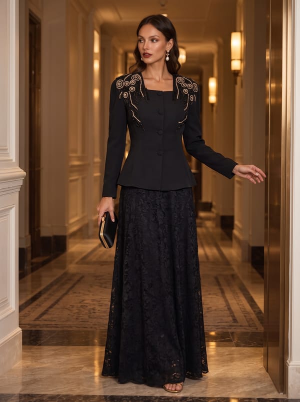 Embellished Blazer And Dress Set — Caran