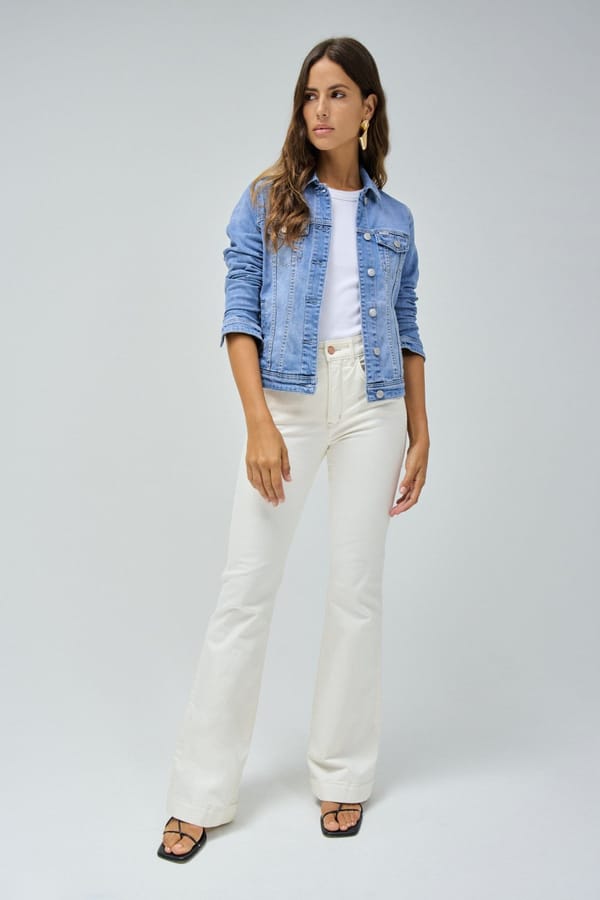 Light Blue Slim Fit Denim Trucker Jacket — SALSA JEANS