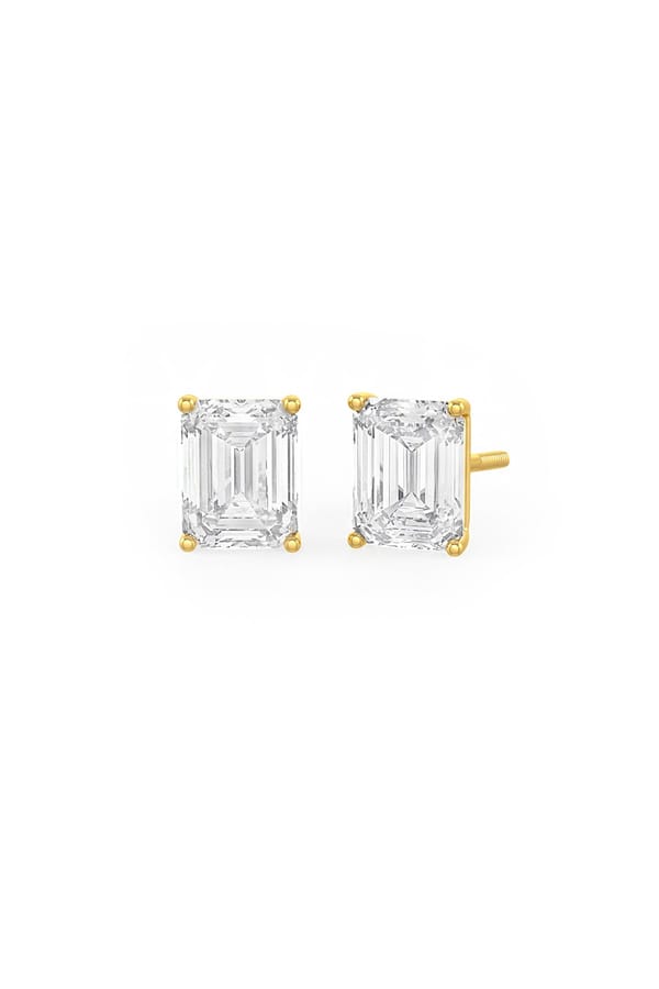 Emerald Cut Solitaire Earrings Purple — Miss Jo