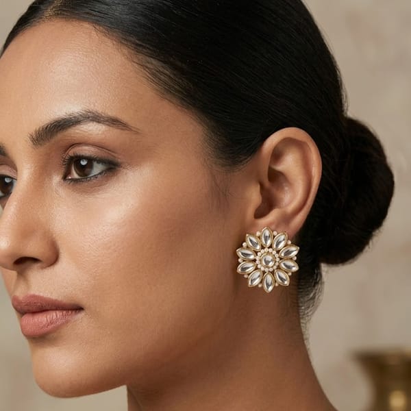 Sunflower Kundan Studs Earring — BeAbhika