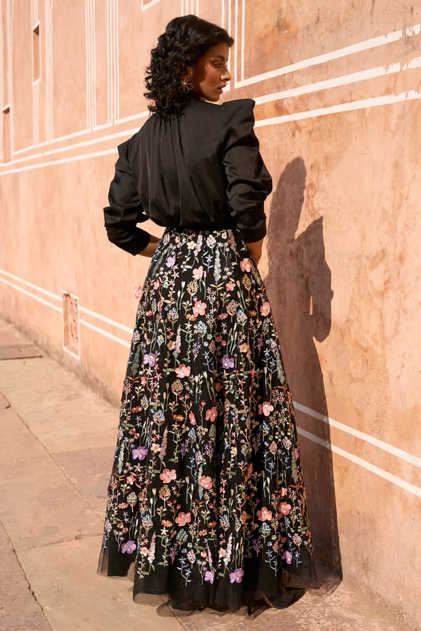 Multi 3D Floral Embroidered Lace Maxi Skirt — Dash and Dot