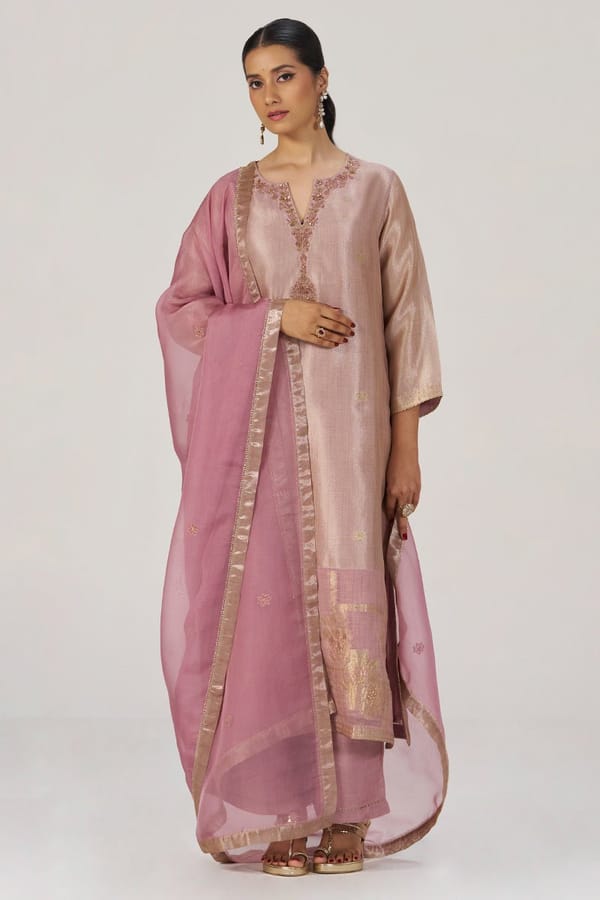Deauville Mauve Tissue Festive Kurta Set — Ganga Fashions Pvt Ltd