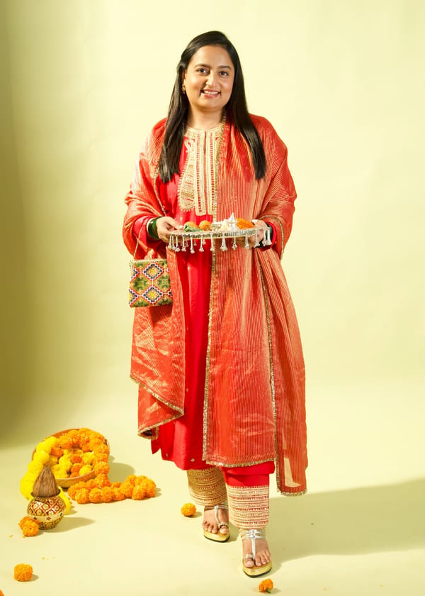 Red Straight Long Kurta Set — KOMAL SHAH