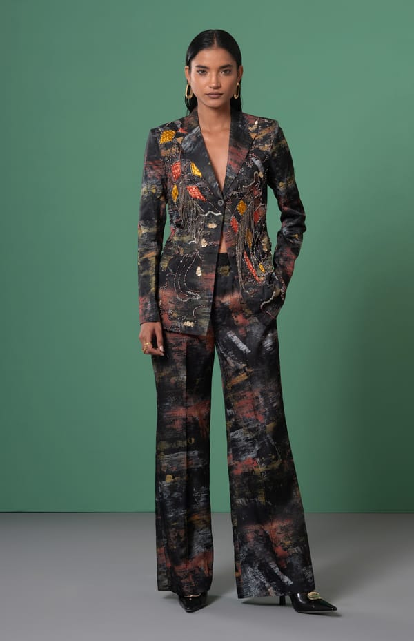 Multicolor Printed Embroidered Tailored Blazer — ADVAIT