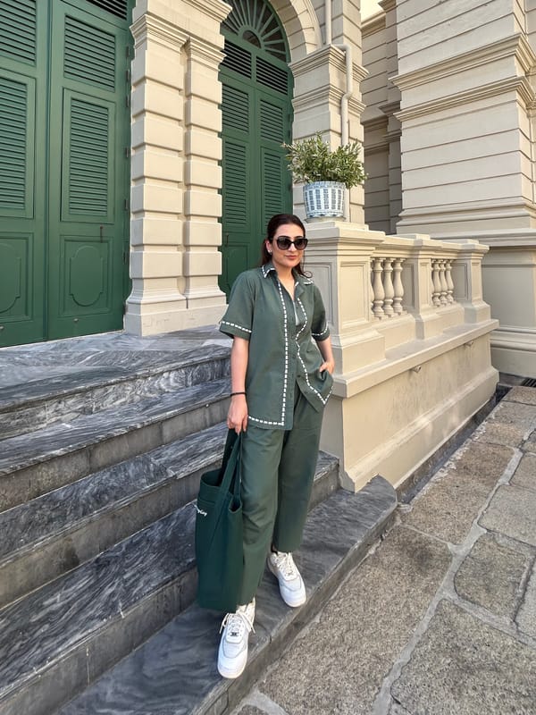 Forest Green Cotton-Linen Shirt and Pants Co-ord Set — Cosset Clothing