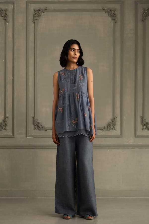 Ivory Top In Mul Chanderi With Emb — Arcvsh Pallavi Singh