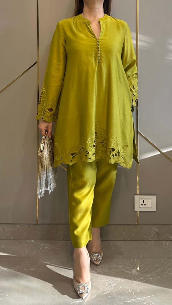 Green Ochre Raya Chanderi Co-ord Set ( With Dupatta) — Kylee Fashions