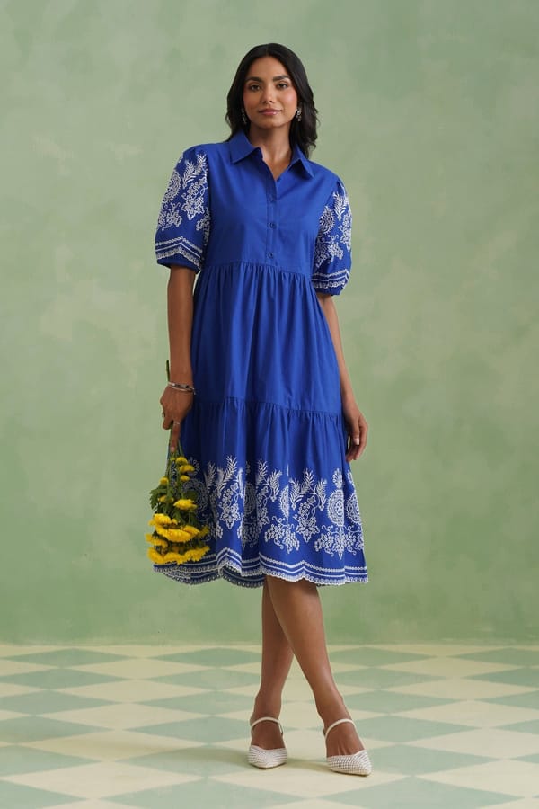Embroidered Tiered Midi Dress — KORAH STITCH