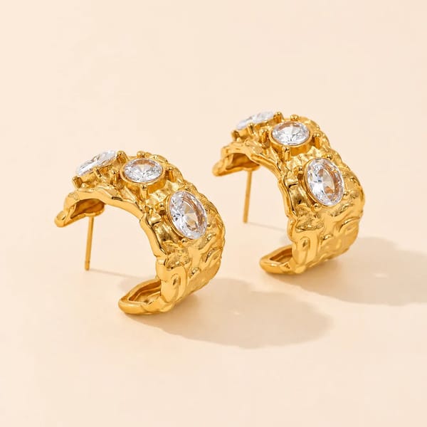 Sculpted Crystal Hoops — Nam Jewels