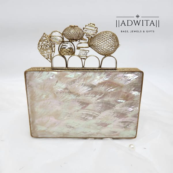 Zarin Clutch In Mother Of Pearl — Adwita