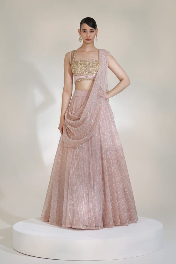 Jashn Drape Lehenga Set — LIBAS CAFE