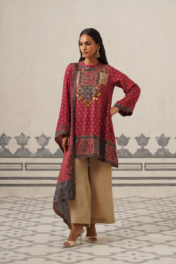 Tara Muslin Printed Embroidered Suit Set — NEETIKA CHOPRA