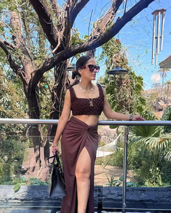 Brown Smocked Square Neck Crop Top — Torqadorn