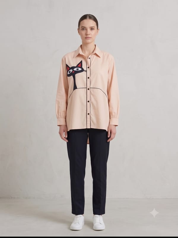 Playful Cat Print Shirt — THE LUXURY DRESSING