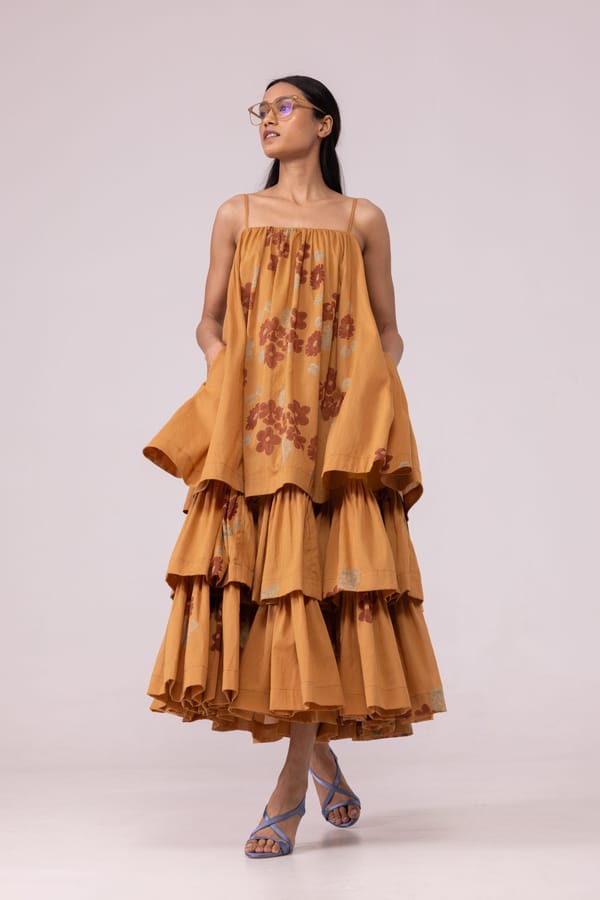 Lev Floral Hand Printed Tiered Dress — The Summer House