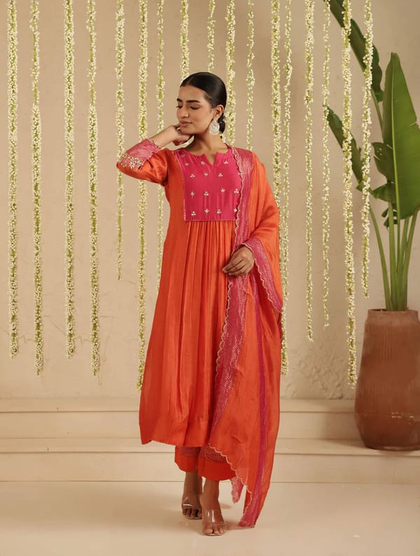 Burnt Orange Rani Gota Patti Suit Set — Gulabik