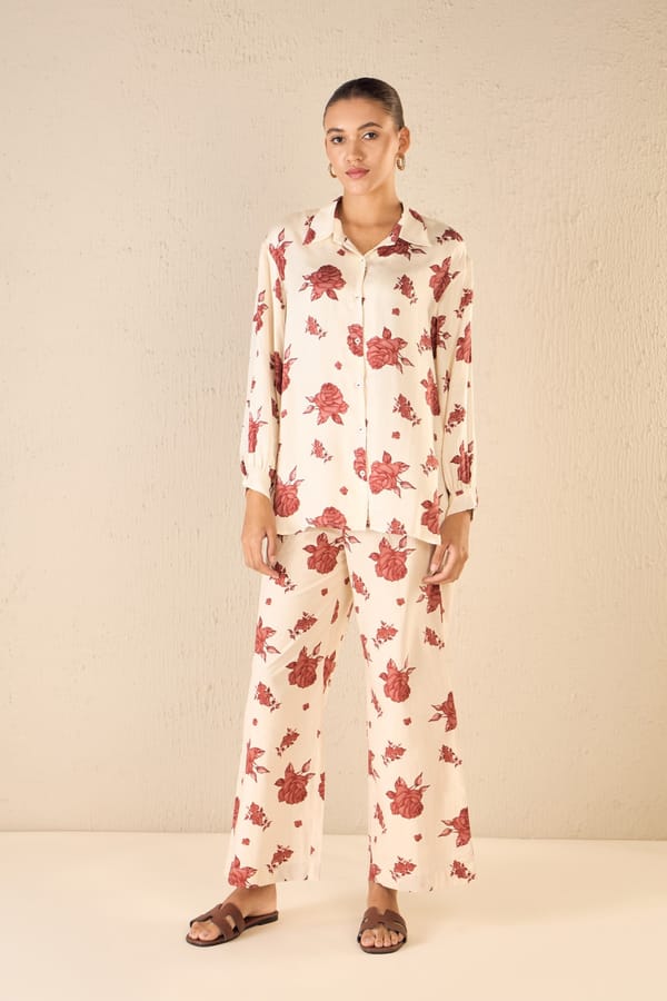 Vintage Rose Cotton Flair Pants — SHIVANI BHARGAVA