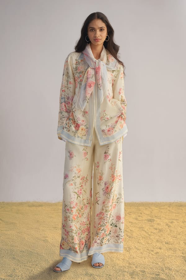 Pastel Floral Print Shirt & Scarf — Dash and Dot