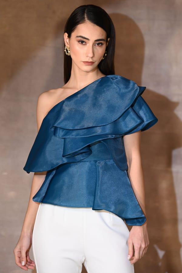 French Blue Frill Top — OMBRELLO