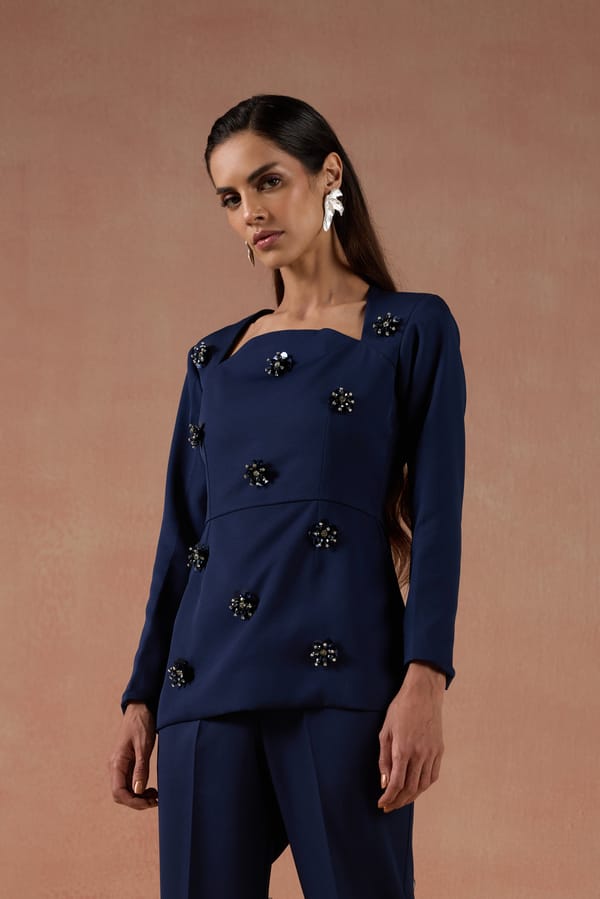 Navy Embellished Co-Ord Set — Label IRIS