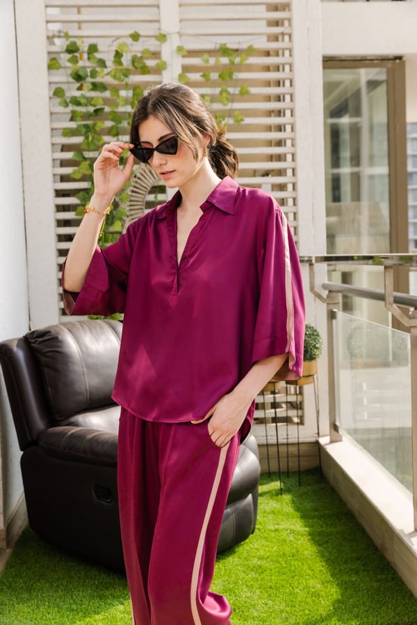 Nichole Loungewear Set (Wine) — Armoire