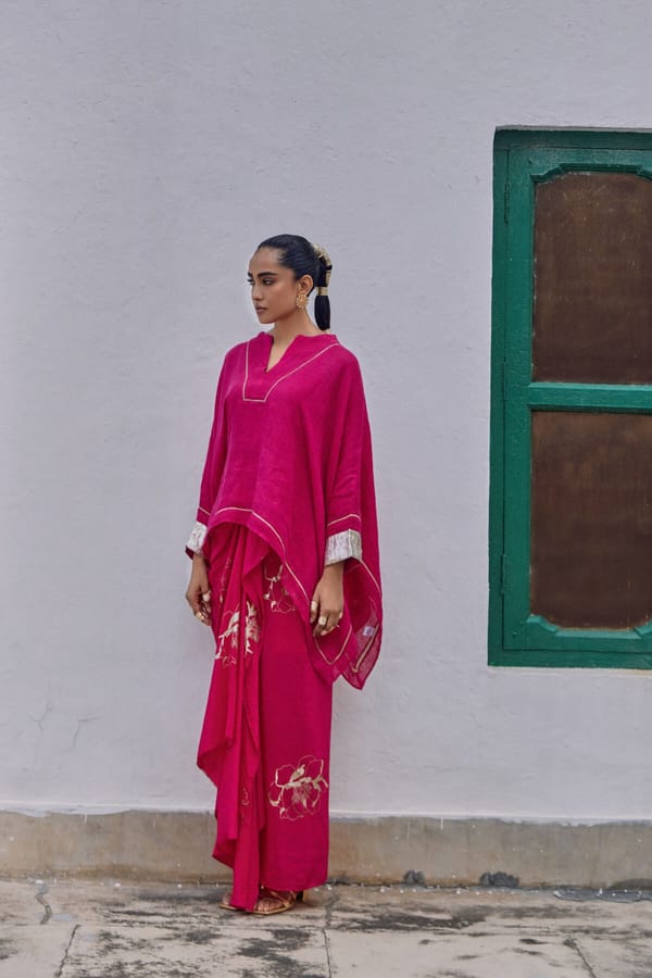 Pink Crepe Floral Print Dhoti Trousers — YELL