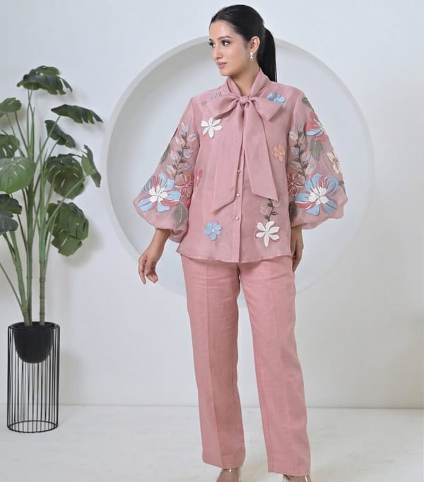 Dupion Big Flower Bow Tie-Up Co-Ord Set — RUCHIKA MALLIKA LABEL