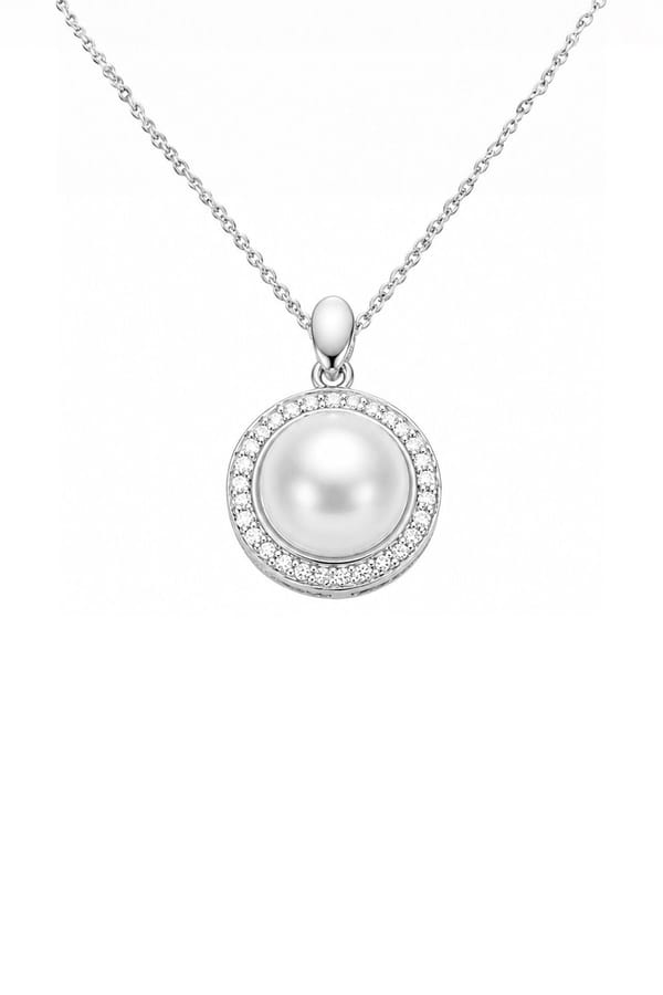 Exquisite Halo Pearl Pendant Necklace — Miss Jo