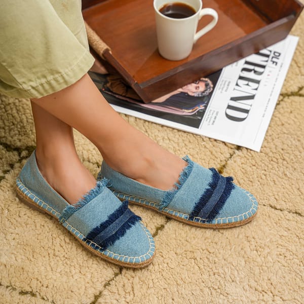 Saira Denim Closed Back Espadrilles — PARI PARI