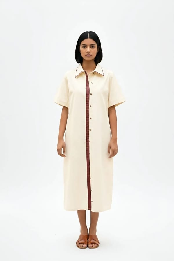 Ivory-Tuscan Red Shirt Dress — Neora
