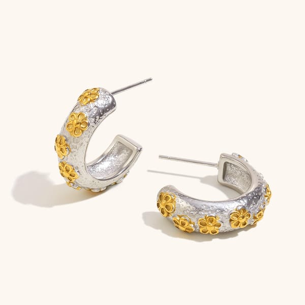 Flora Dual Tone Hoops (Golden & Silver) — Cariove