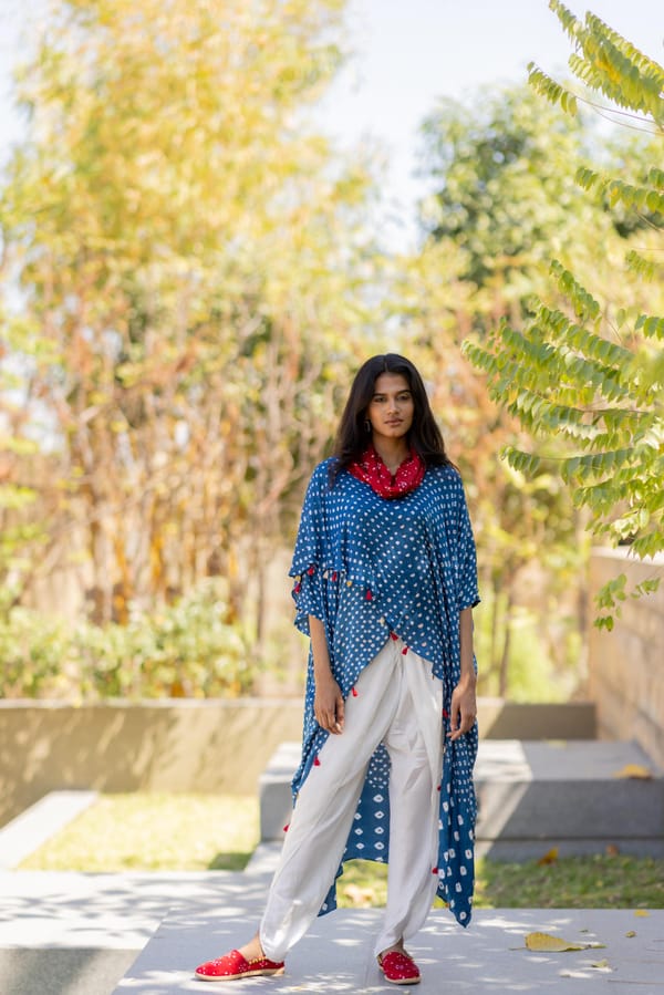 Blue Overlap Cowl Top — DYELOGUE