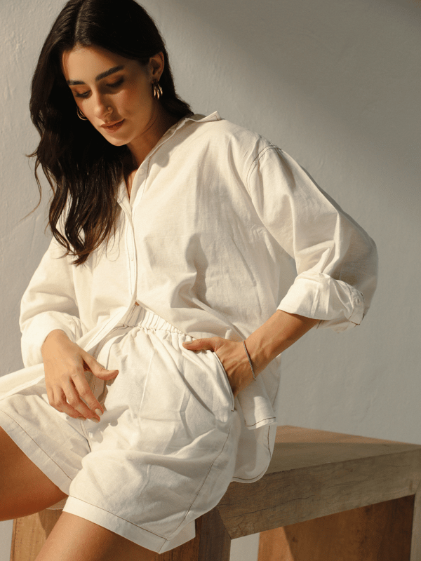 Vanilla Oversized Shirt and Shorts Co-ord Set — Cosset Clothing