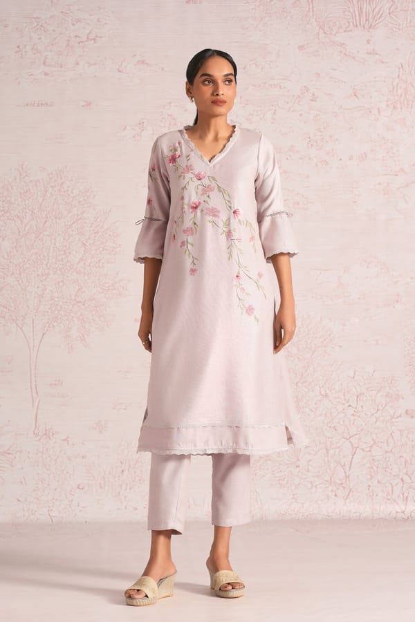 Blush Vines Kurta — Kaveri