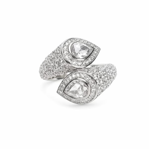 Luxurious Double Pear Cut Pave Bypass Ring, Alessa — Inaya Accessories