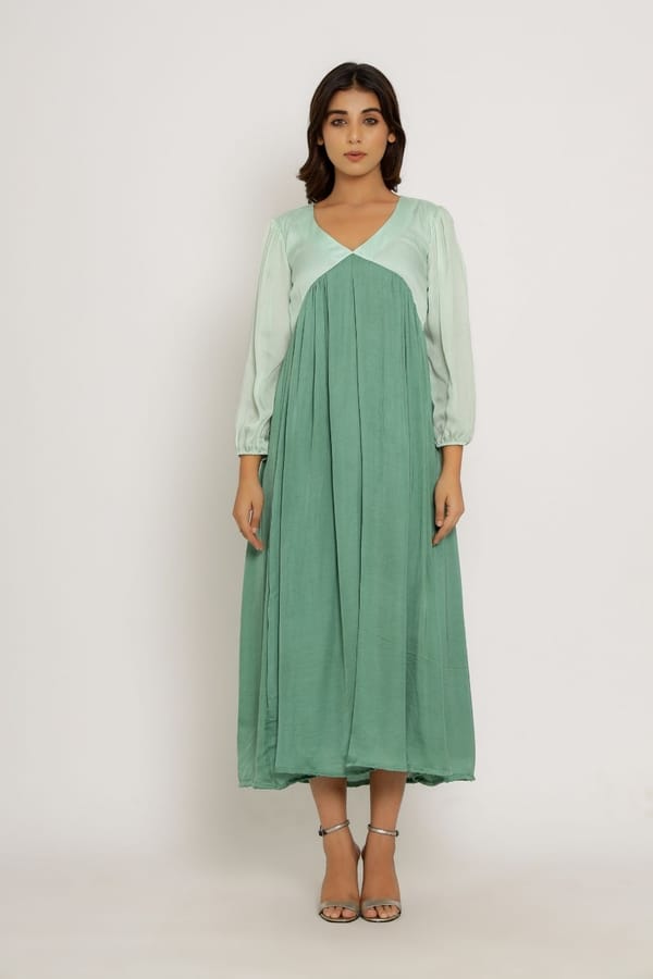 Teal and Tea Green Colorblocked Maxi Dress — Neora