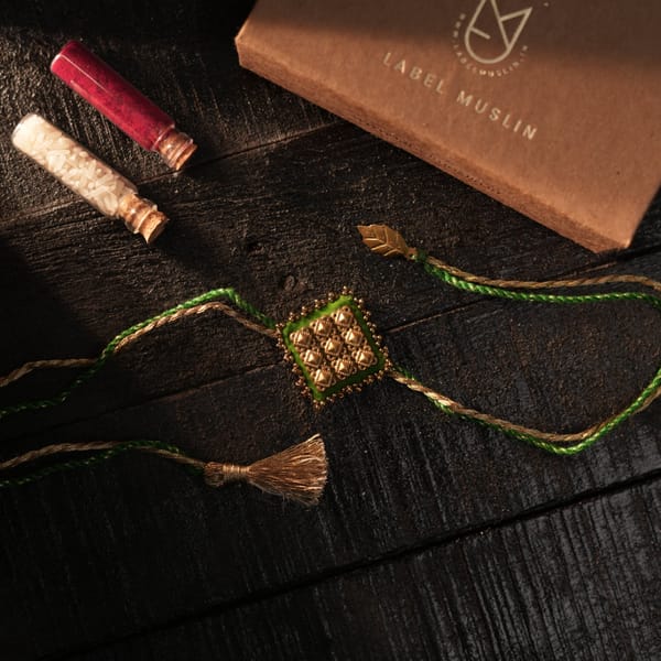 Majestic Square Brass Rakhis — LABEL MUSLIN