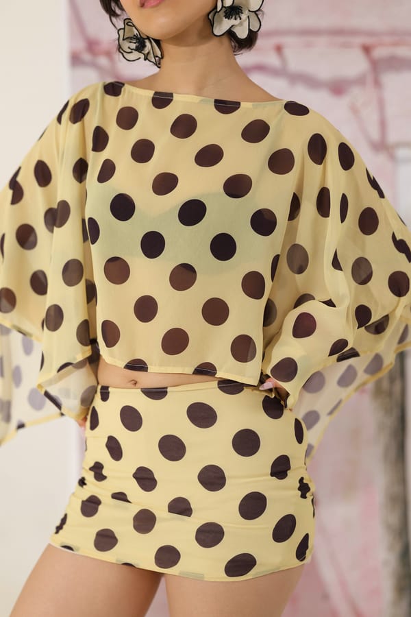 Yellow Polka Dot High-Waist Mini Skirt — The Clothing Factory