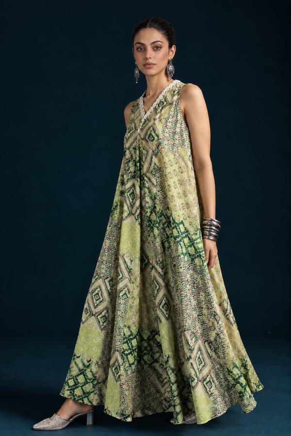 Mahru Ikat-Inspired Flared Jumpsuit — SAUNDH