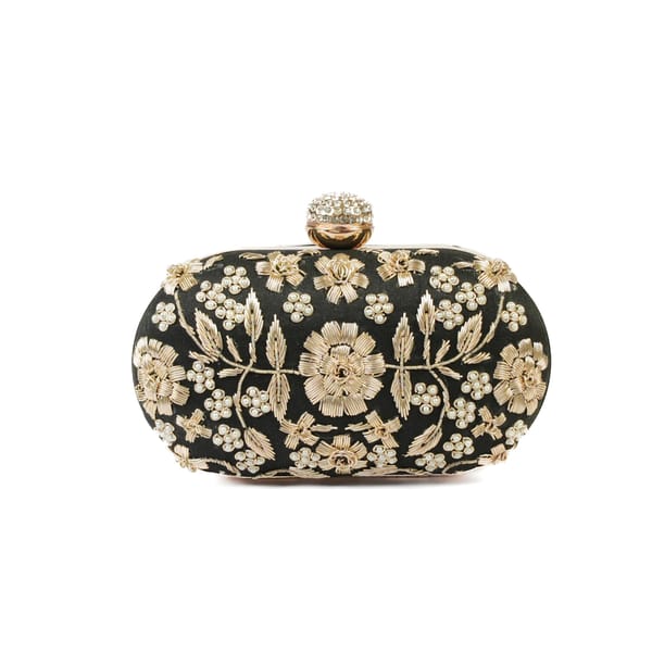 Noir Blossom Clutch — ATTOSA BY TANAISHA PARABIA