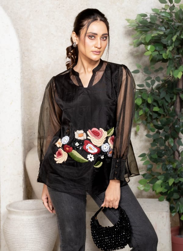 Black Garden Sheer Top — House of Moyra
