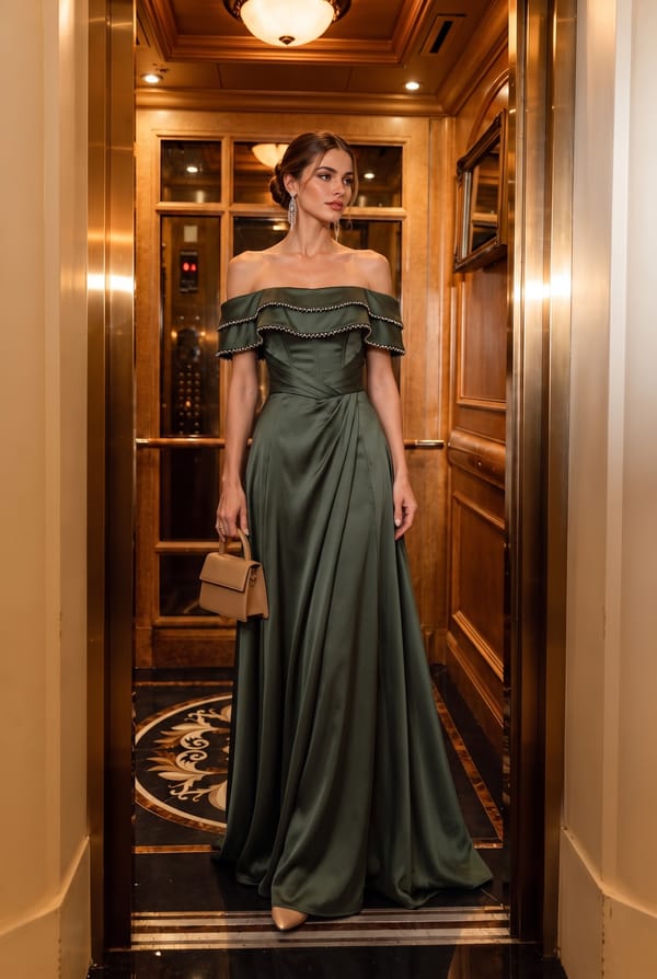Off-Shoulder Layered Gown — Sibel Aydin