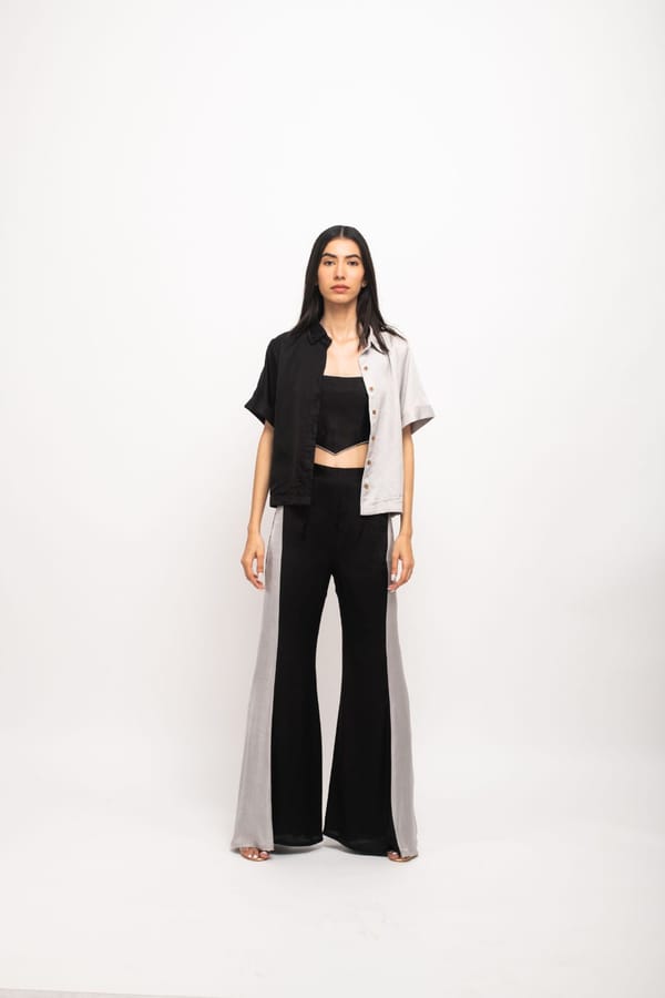 Black-Grey Half-and-Half 3-Piece Co-ord Set — Neora