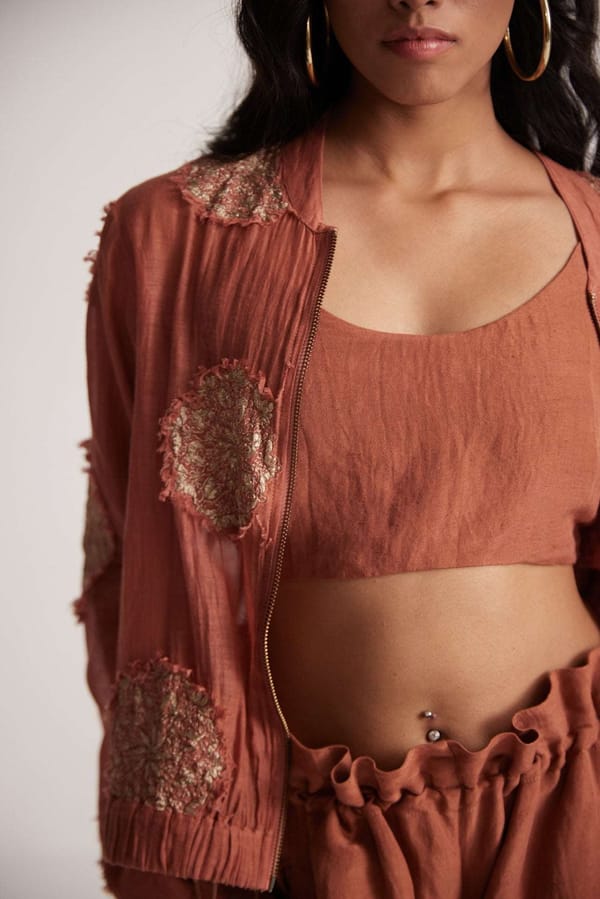 Rust Crop Top With Elasticated Back — Western Era