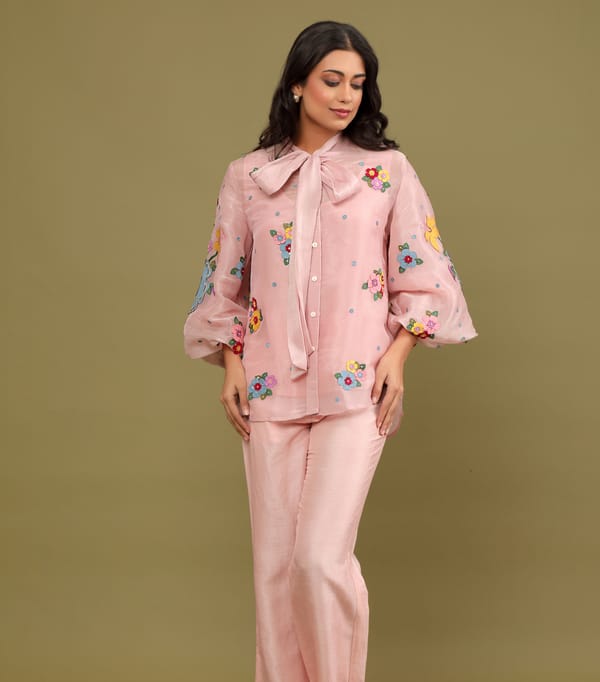 BADABAGH POWDER PINK WHISPER CO-ORD SET — RUCHIKA MALLIKA LABEL