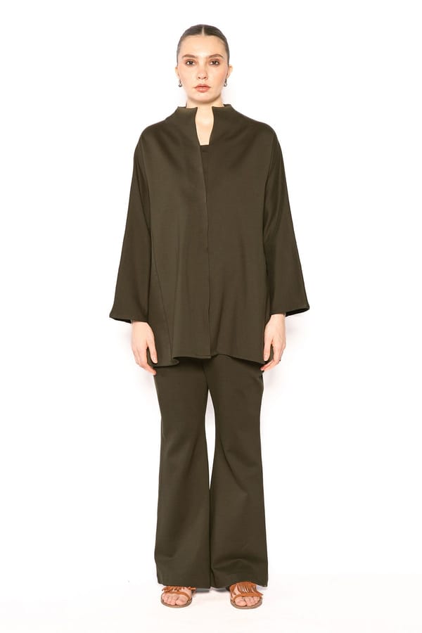 Green Roma Zip-Front Co-ord Set with Bell Bottoms — Contemponari
