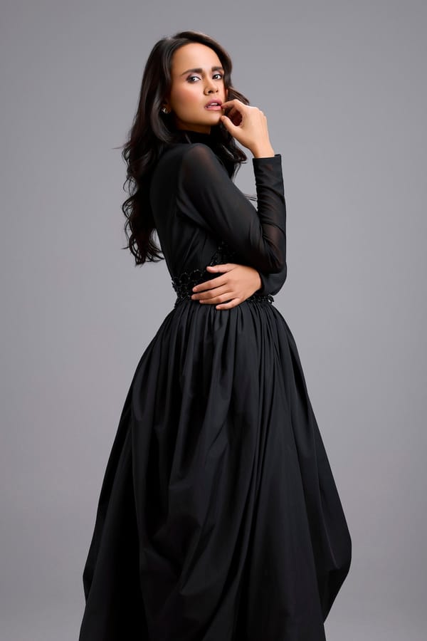 Beaded Sheer Bodice Dress — Deepika Arora