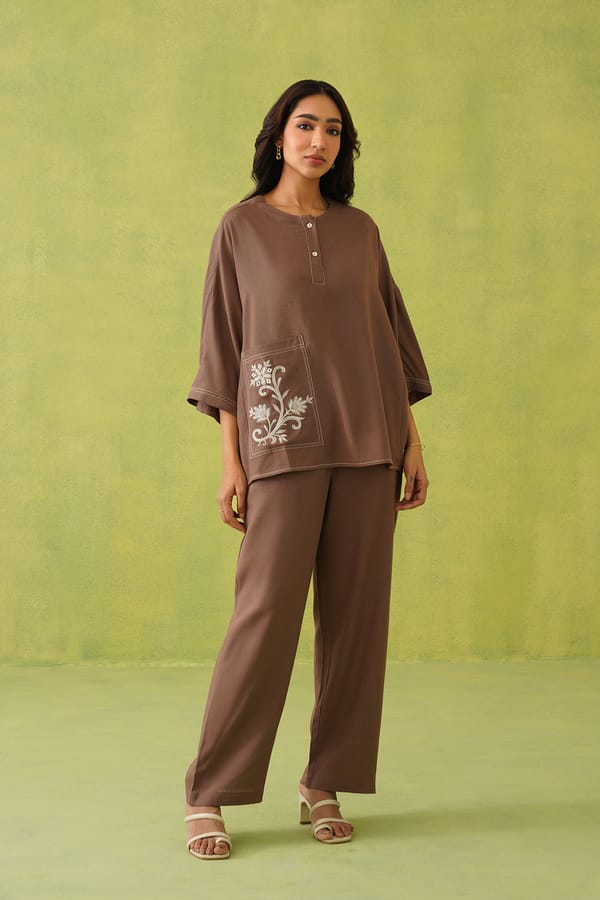 Noor Linen Embroidered Co-ord Set — INCHING INDIA